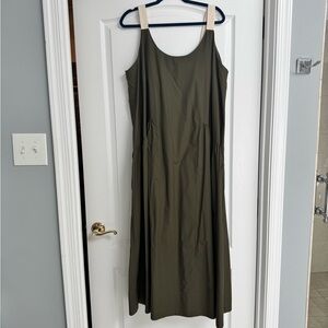 Banana Republic Olive Parachute Maxi Dress with Cream Straps and Low Back